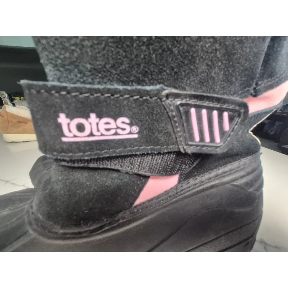 Totes Girls Pac Pink Winter Snow Boots Black Pink Size 3 Med Duck Boots 134679